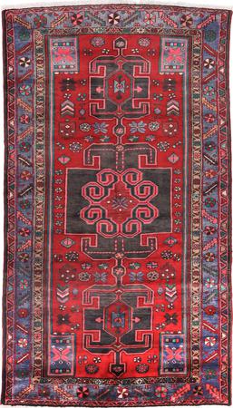 Hand Knotted Iran Hamadan 4' x 7' Red Rug