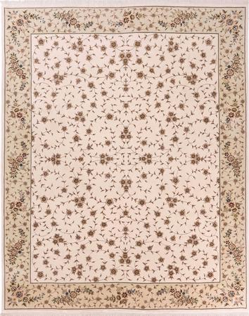 Hand Knotted China Tabriz 8' x 10' White Rug