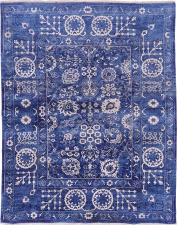 Hand Knotted India Tabriz 8' x 10' Blue DK Rug