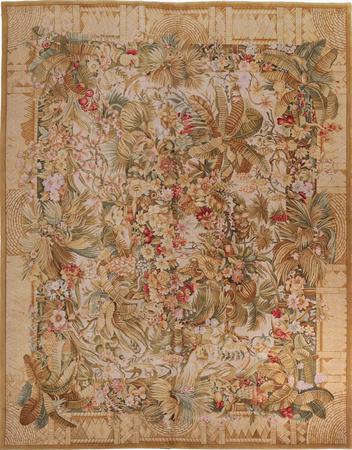 Hand Made China Savonnerie 12' x 15' Yellow DK Rug