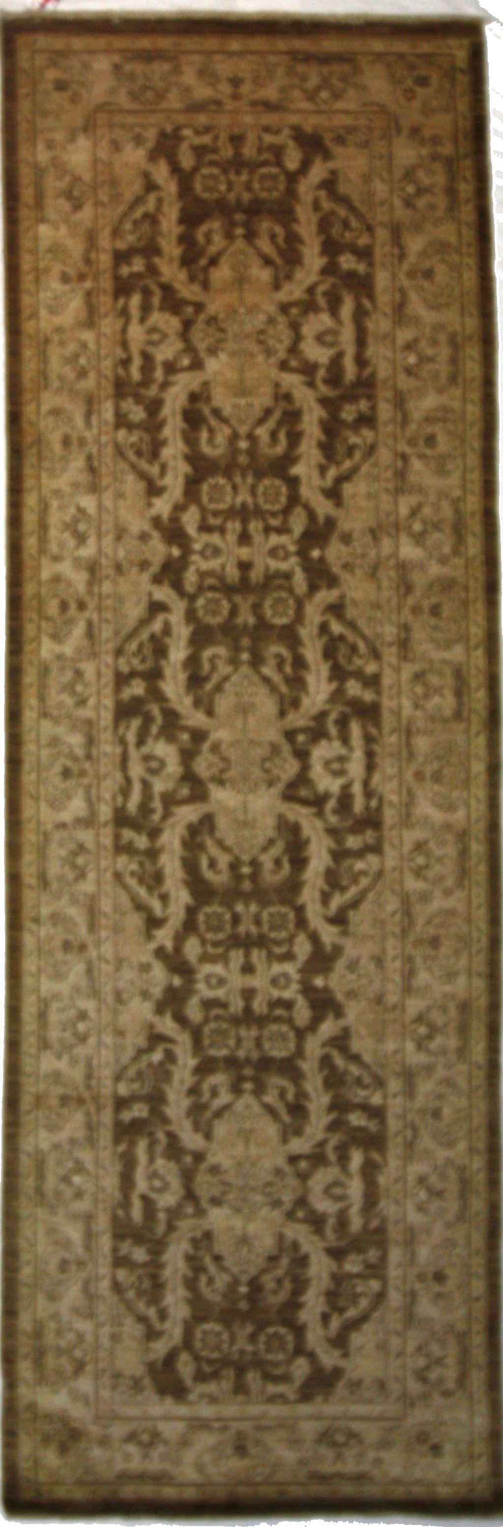 Hand Made WOOL Brown Transitional Pakistan Rug 3'2" x 9'5"