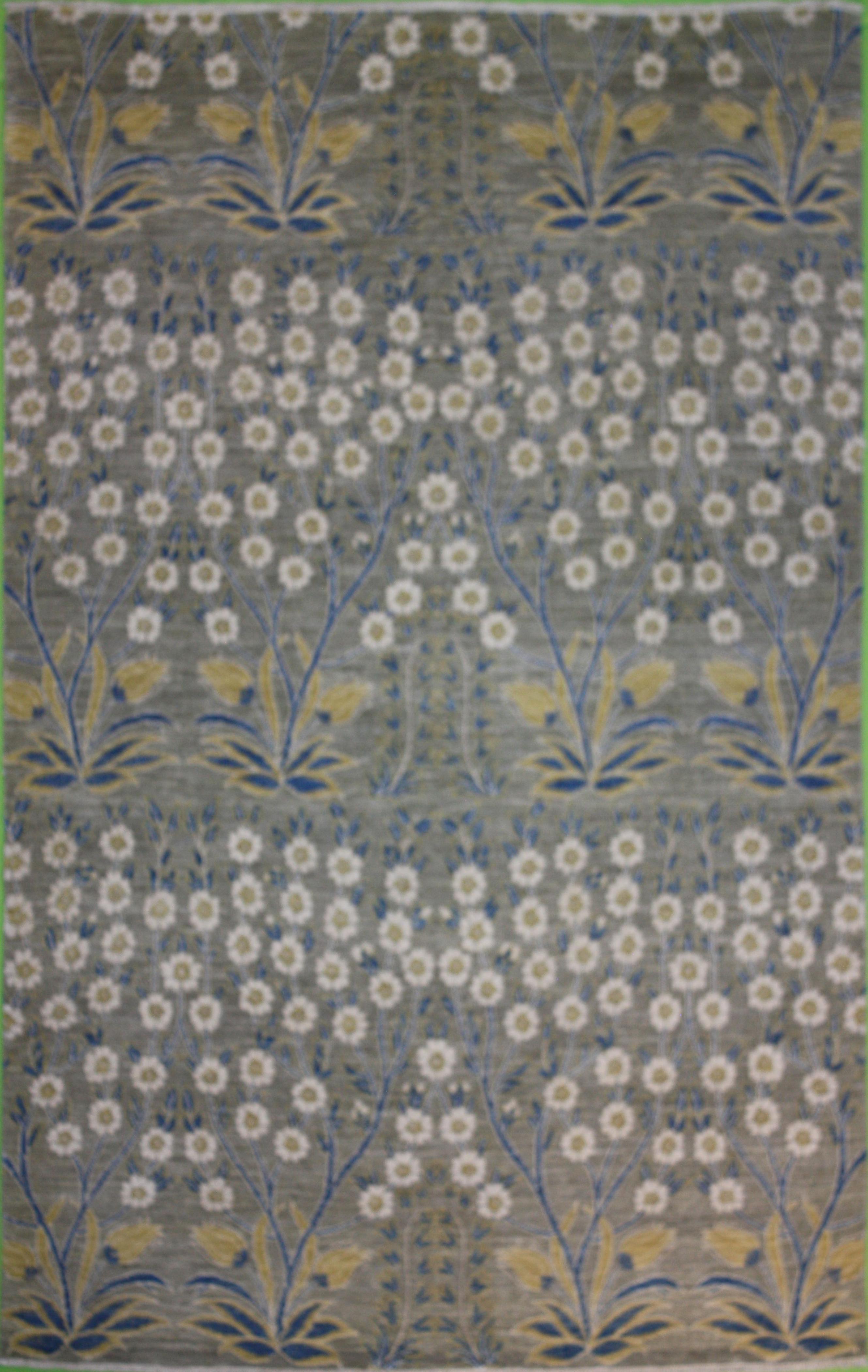 Hand Made WOOL / SILK Gray Transitional Pakistan Rug 4' x 6'