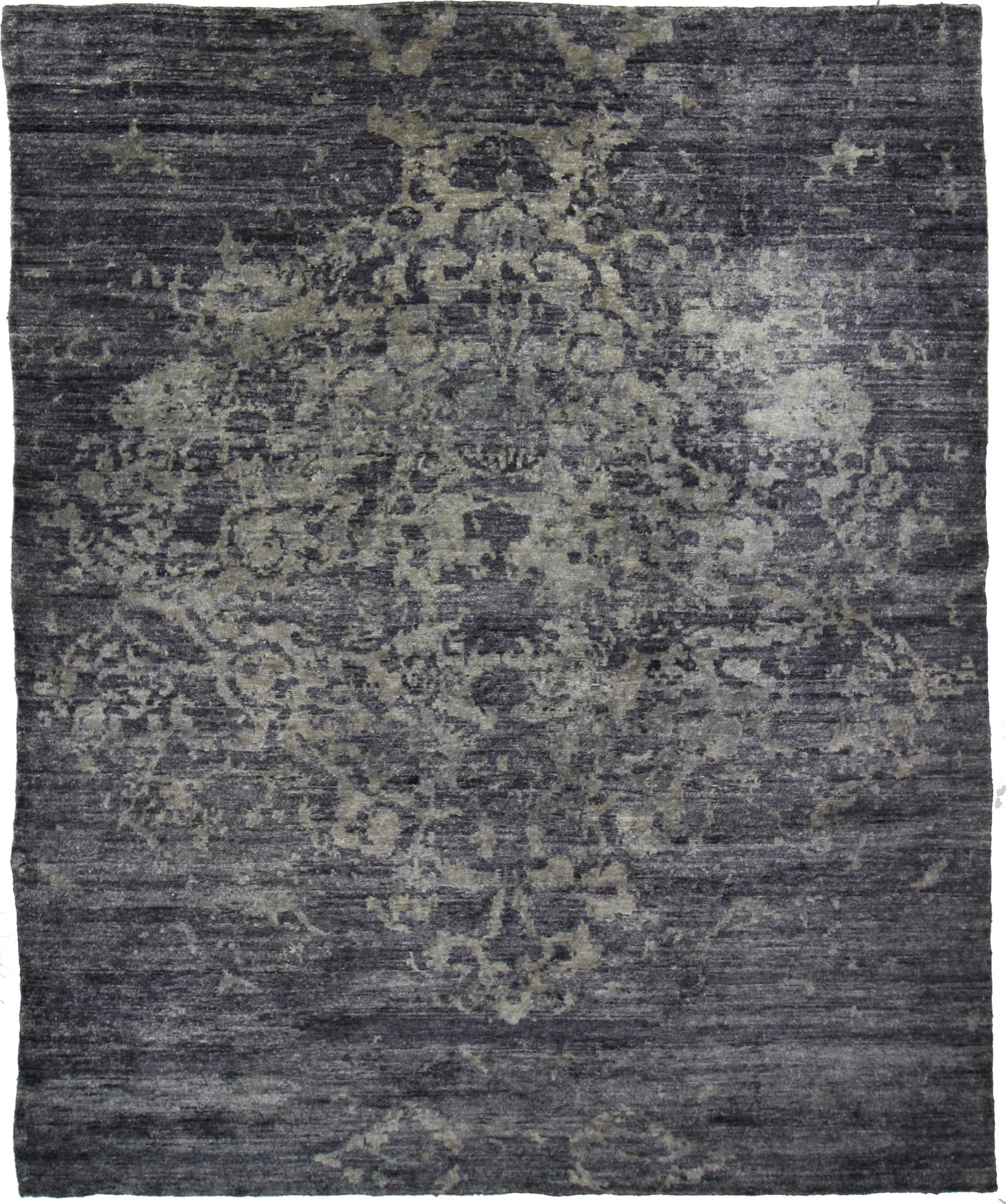 Hand Made SILK Brown Lt Transitional India Rug 7'10" x 9'7"