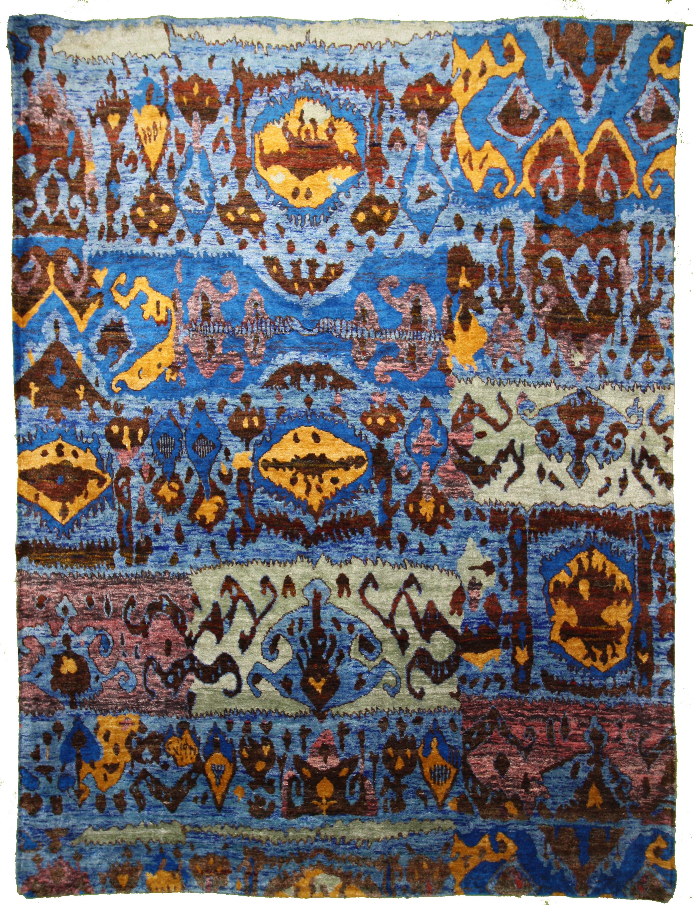 Hand Made SILK L.BLUE Transitional India Rug 9' x 11'11"