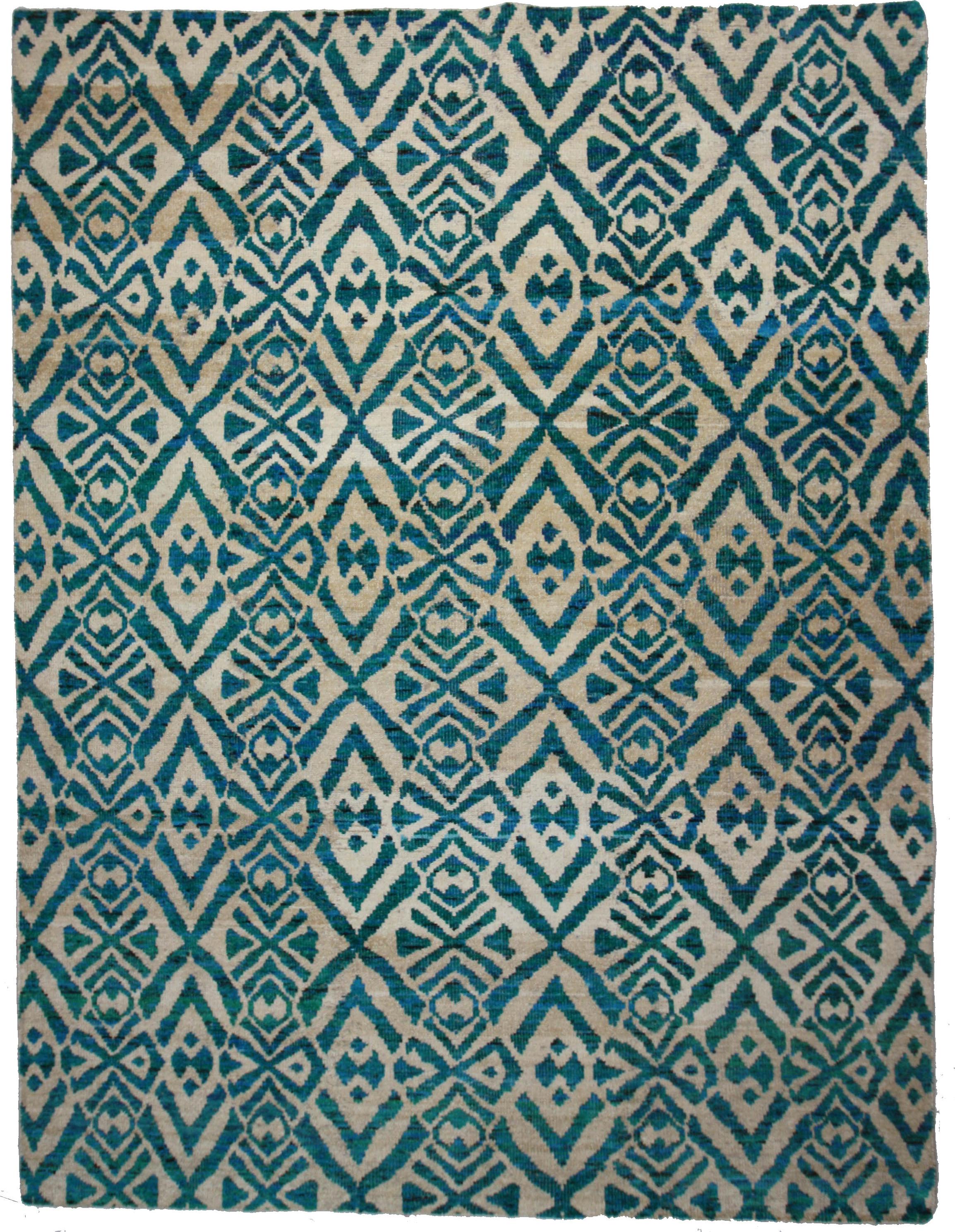 Hand Made WOOL / Viscose Turquoise Transitional India Rug 8'6" x 11'6"