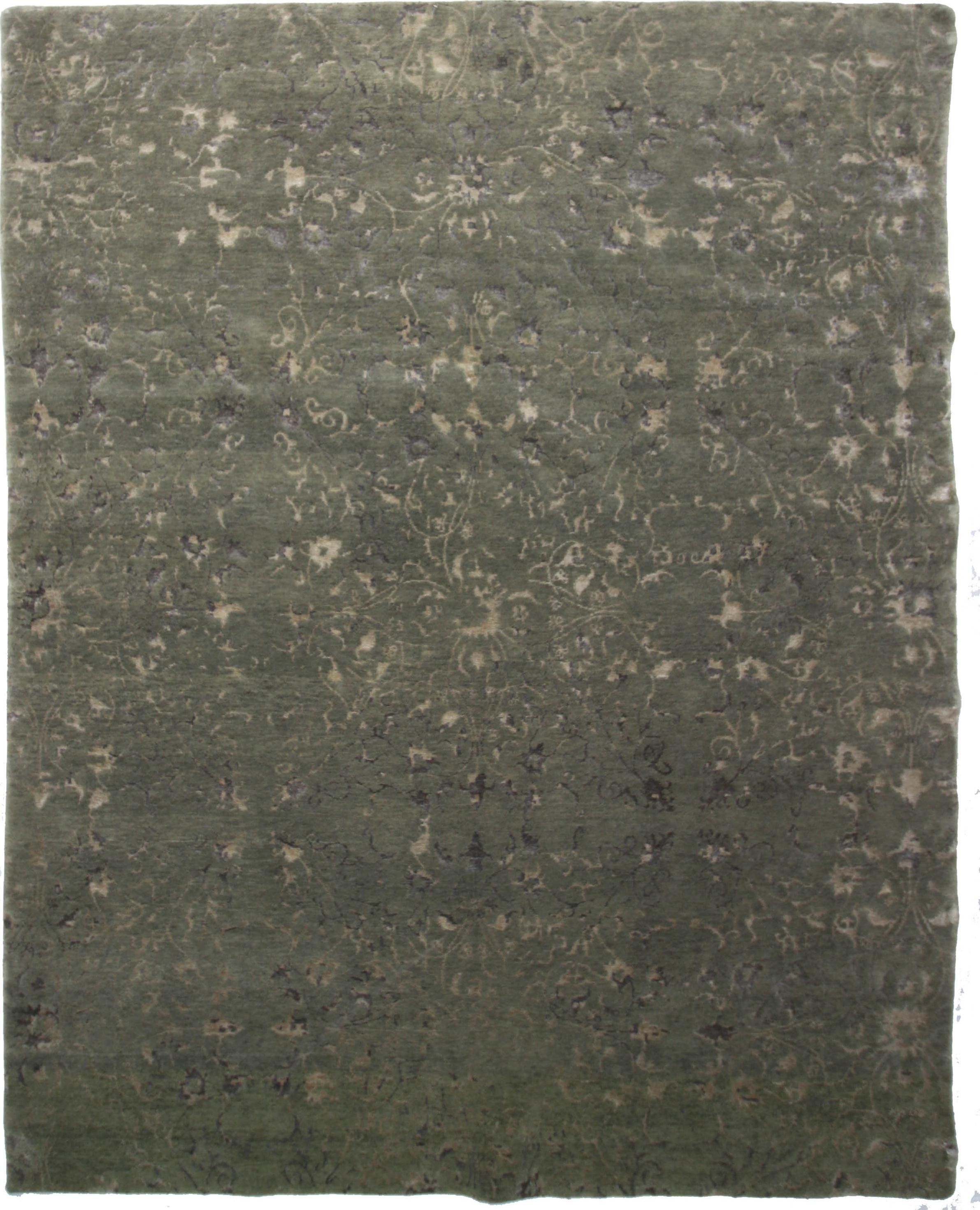 Hand Made WOOL / SILK Gray Dk Transitional India Rug 8' x 10'