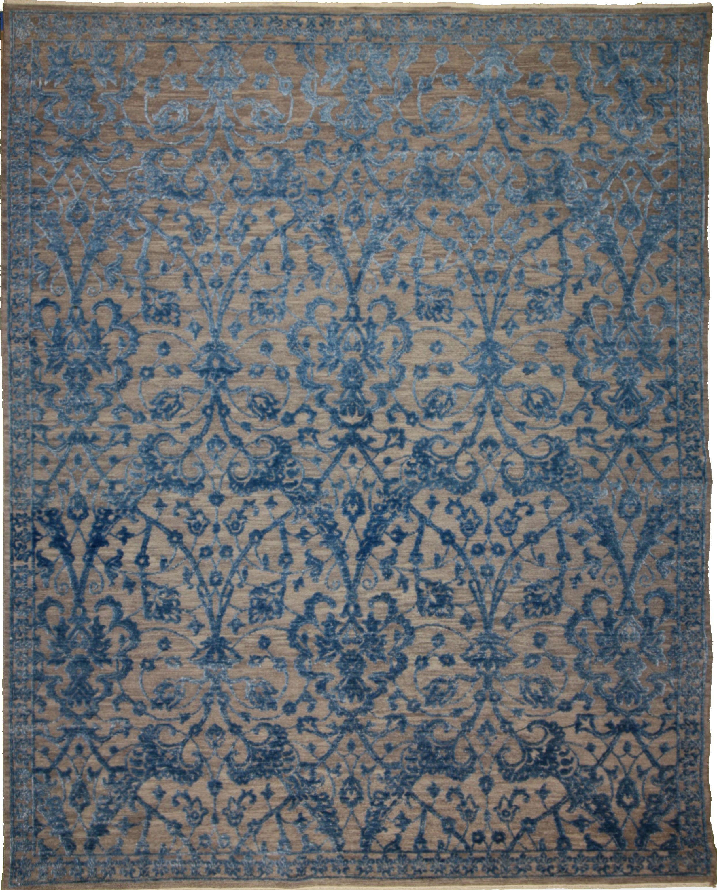 Machine Made WOOL / SILK Gray Transitional India Rug 8' x 10'