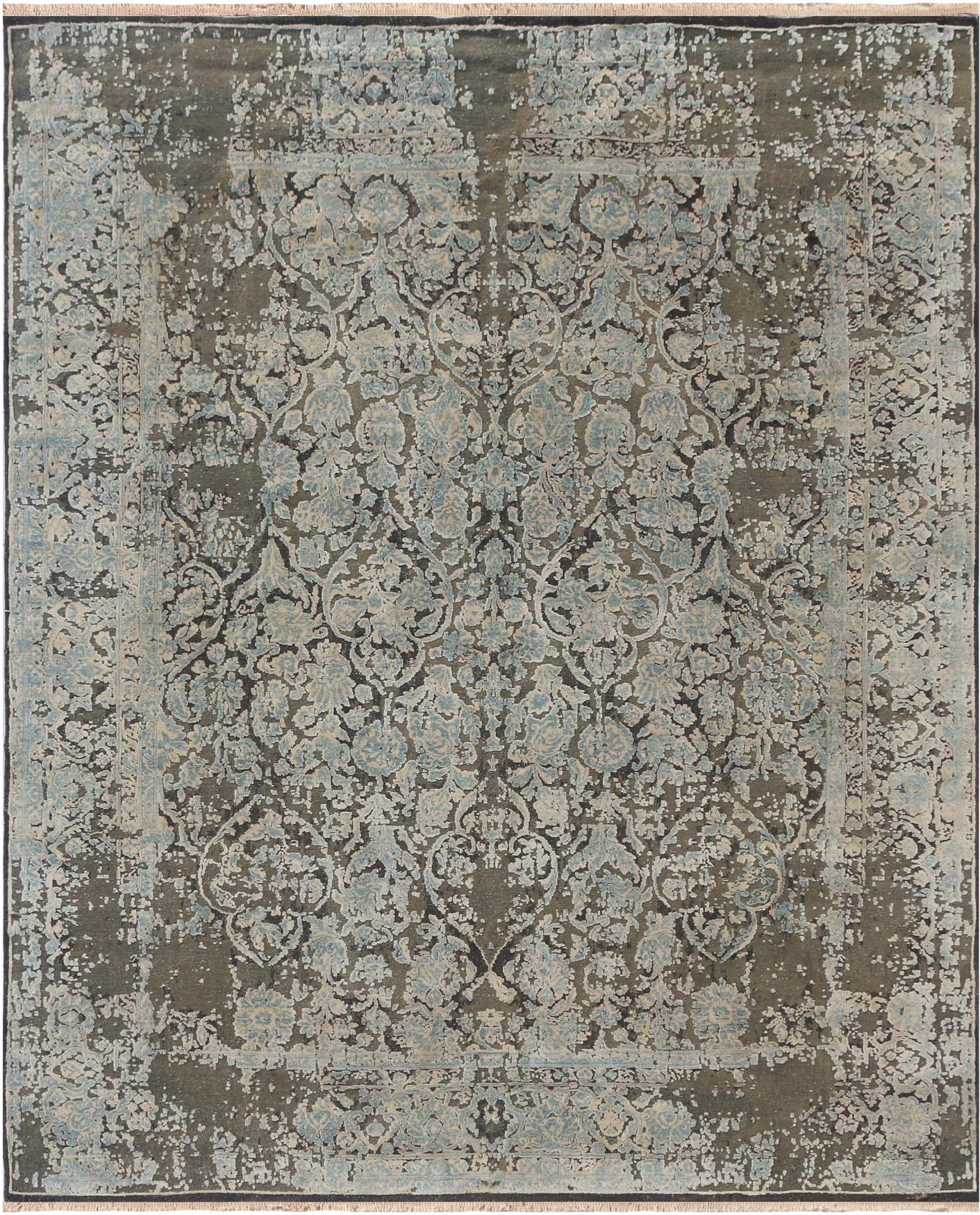 Hand Made WOOL / SILK Gray Transitional India Rug 8'11" x 11'9"