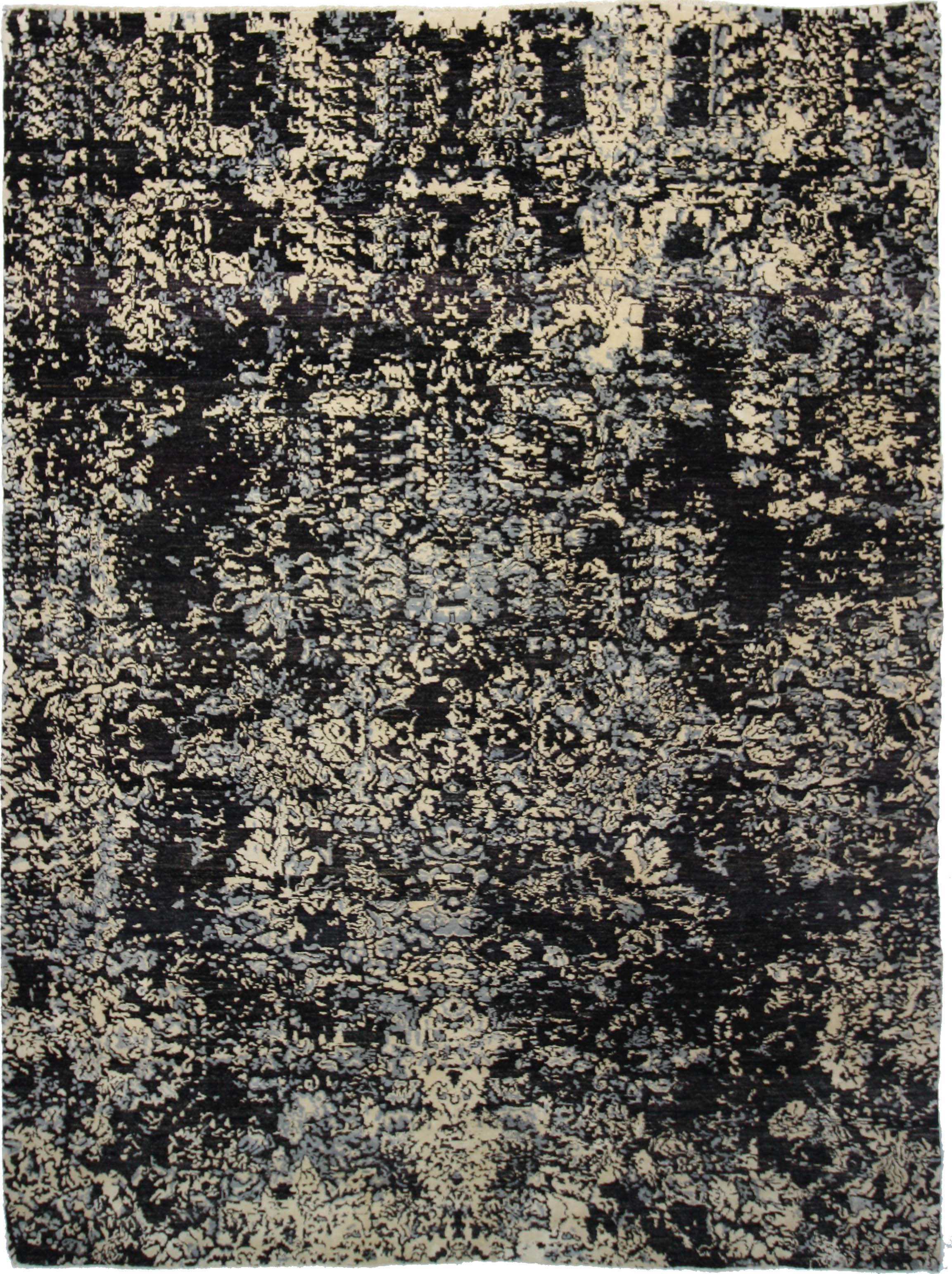 Hand Made WOOL / SILK Black Transitional Pakistan Rug 7'11" x 10'5"