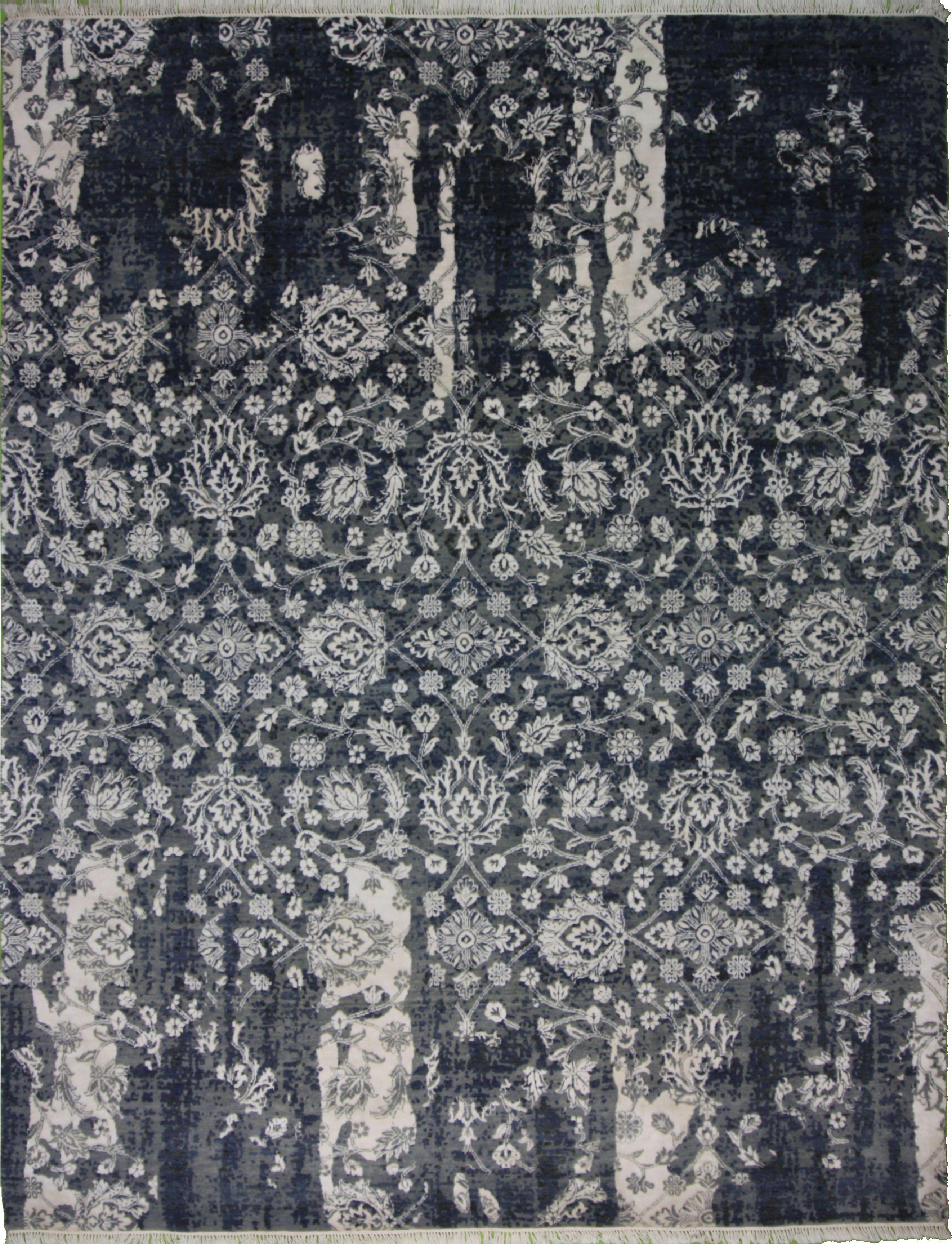 Hand Made WOOL Grey Transitional India Rug 8' x 10'2"