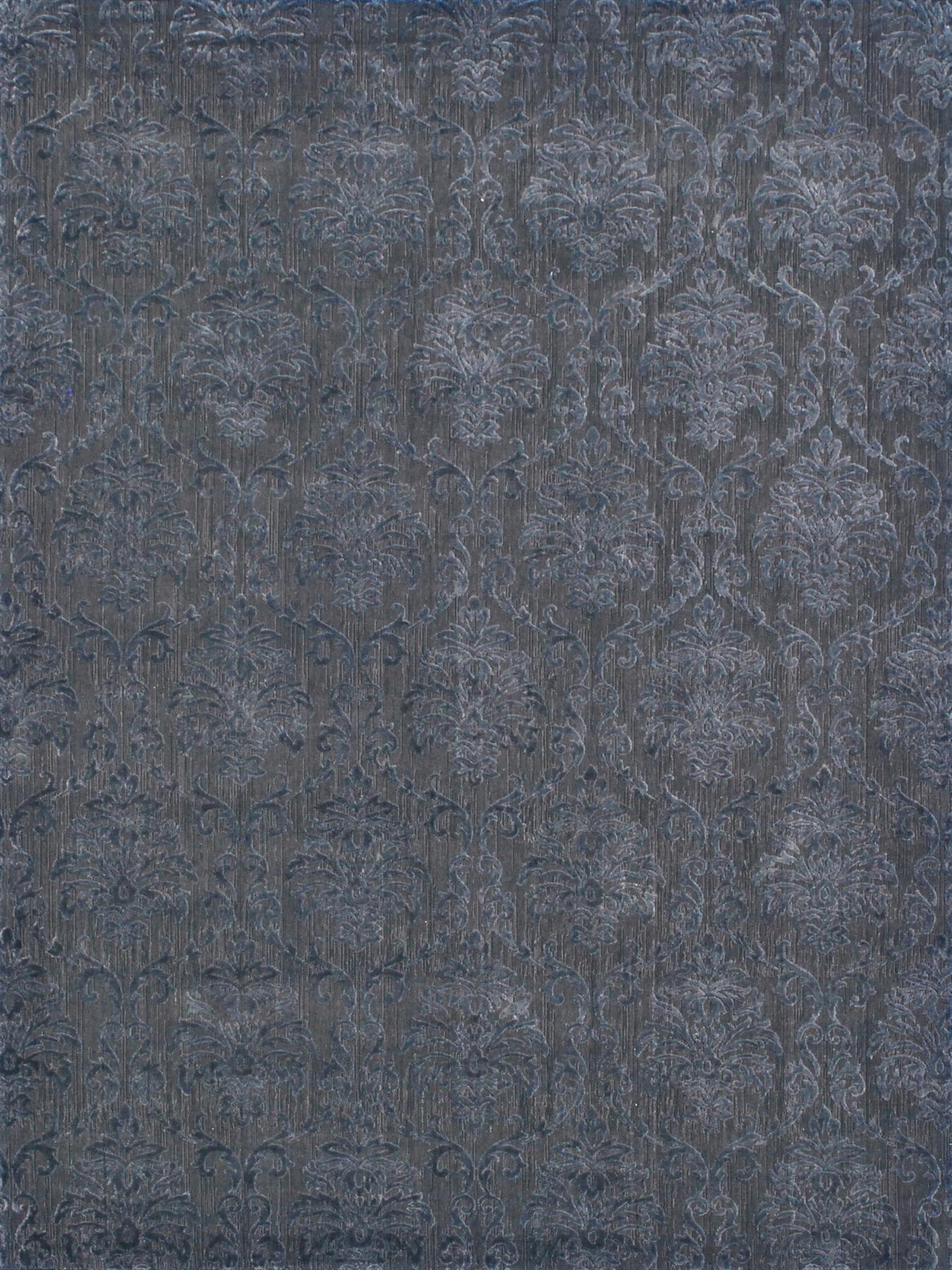 Hand Loomed Art Silk and Wool Black Transitional India Rug 9' x 12'