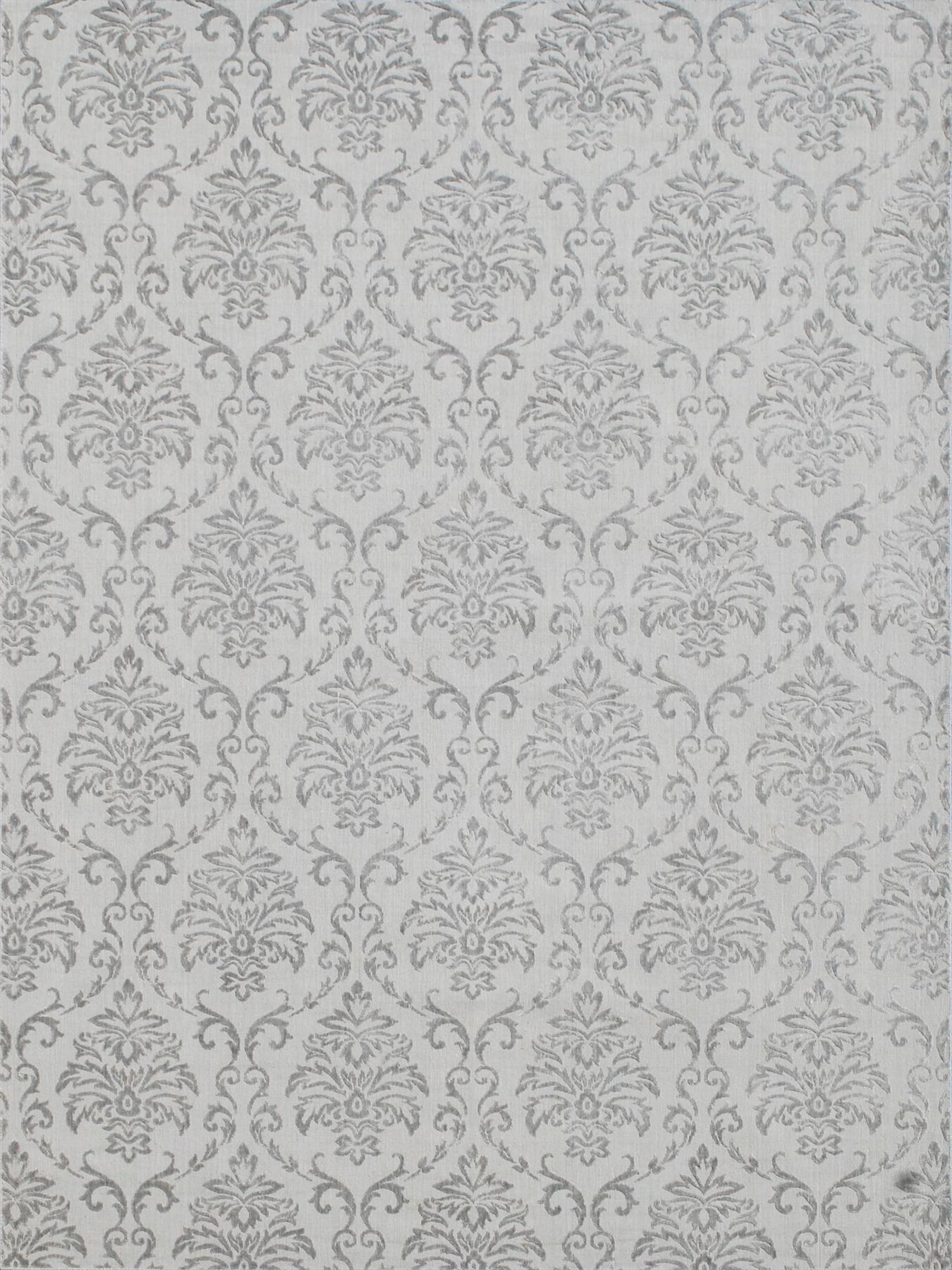 Hand Loomed Art Silk and Wool Gray Transitional India Rug 9' x 12'