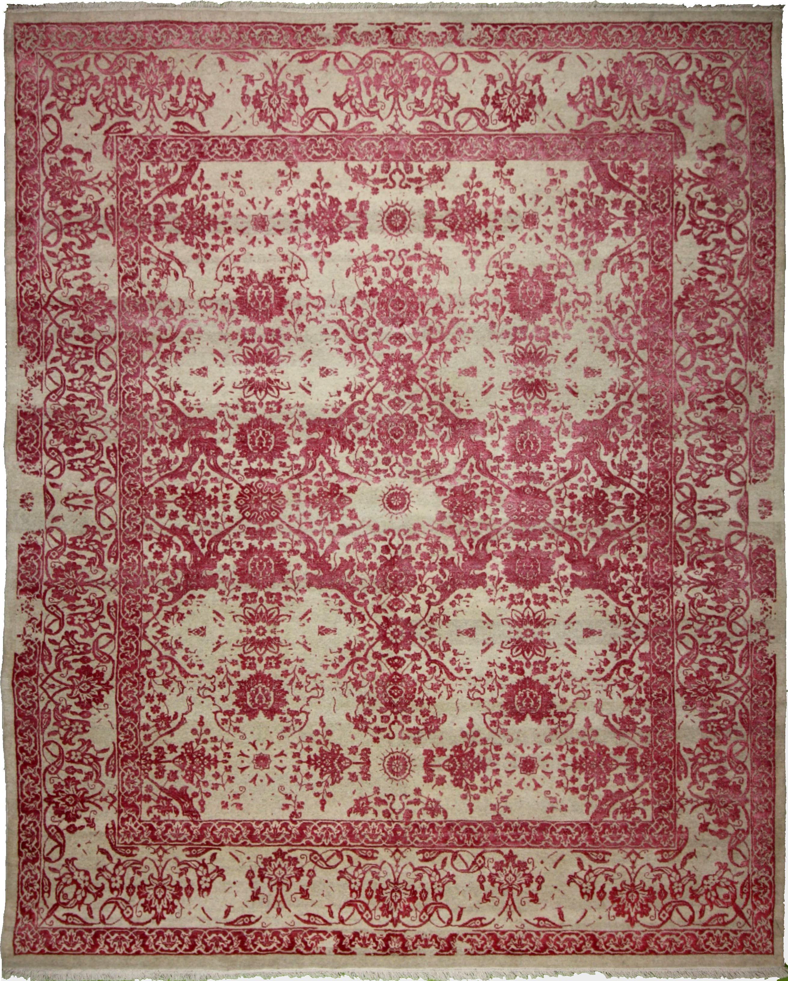 Hand Made WOOL / SILK Beige Transitional India Rug 8'2" x 10'