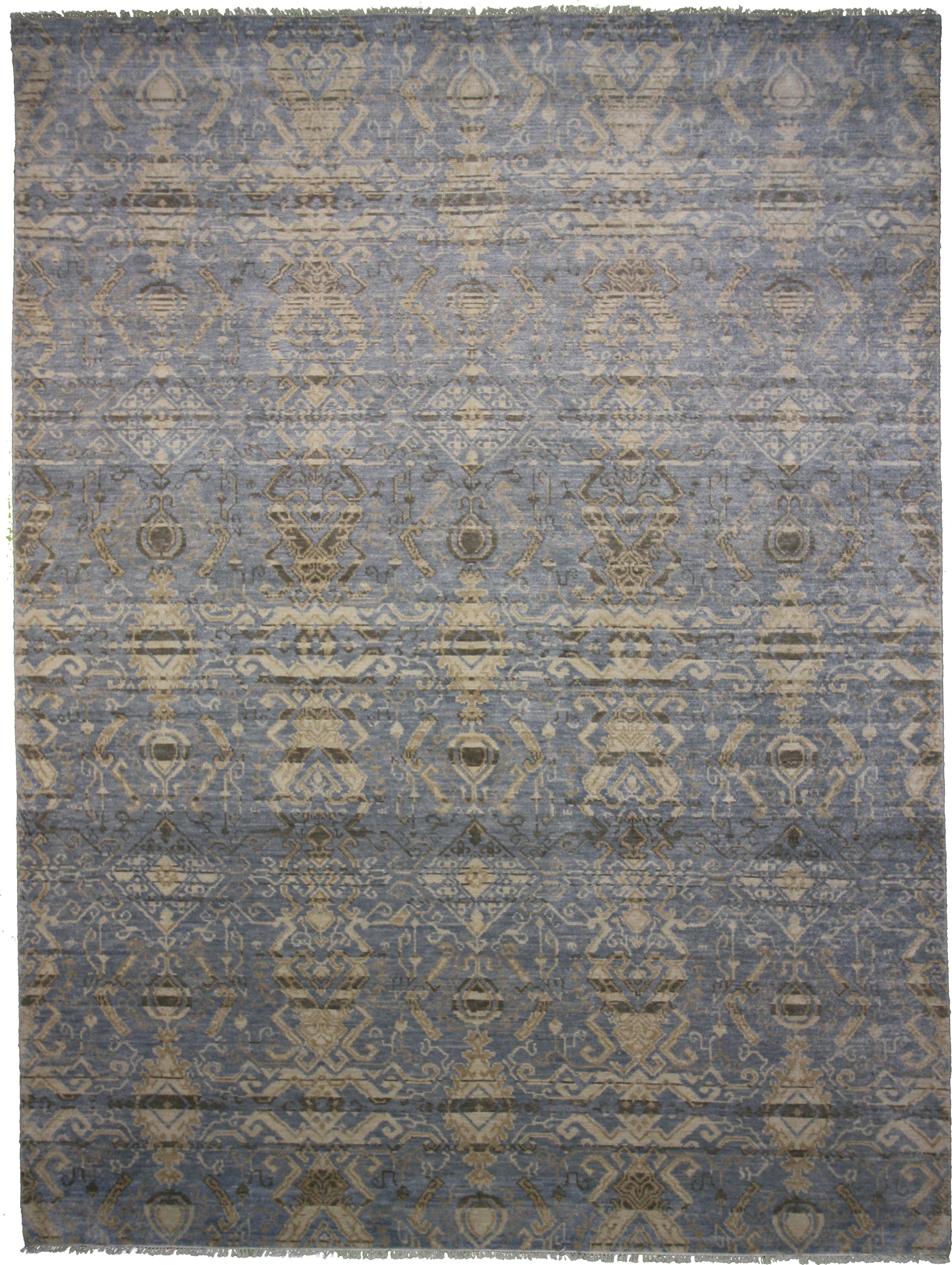 Hand Made WOOL Blue Transitional India Rug 9'3" x 12'3"