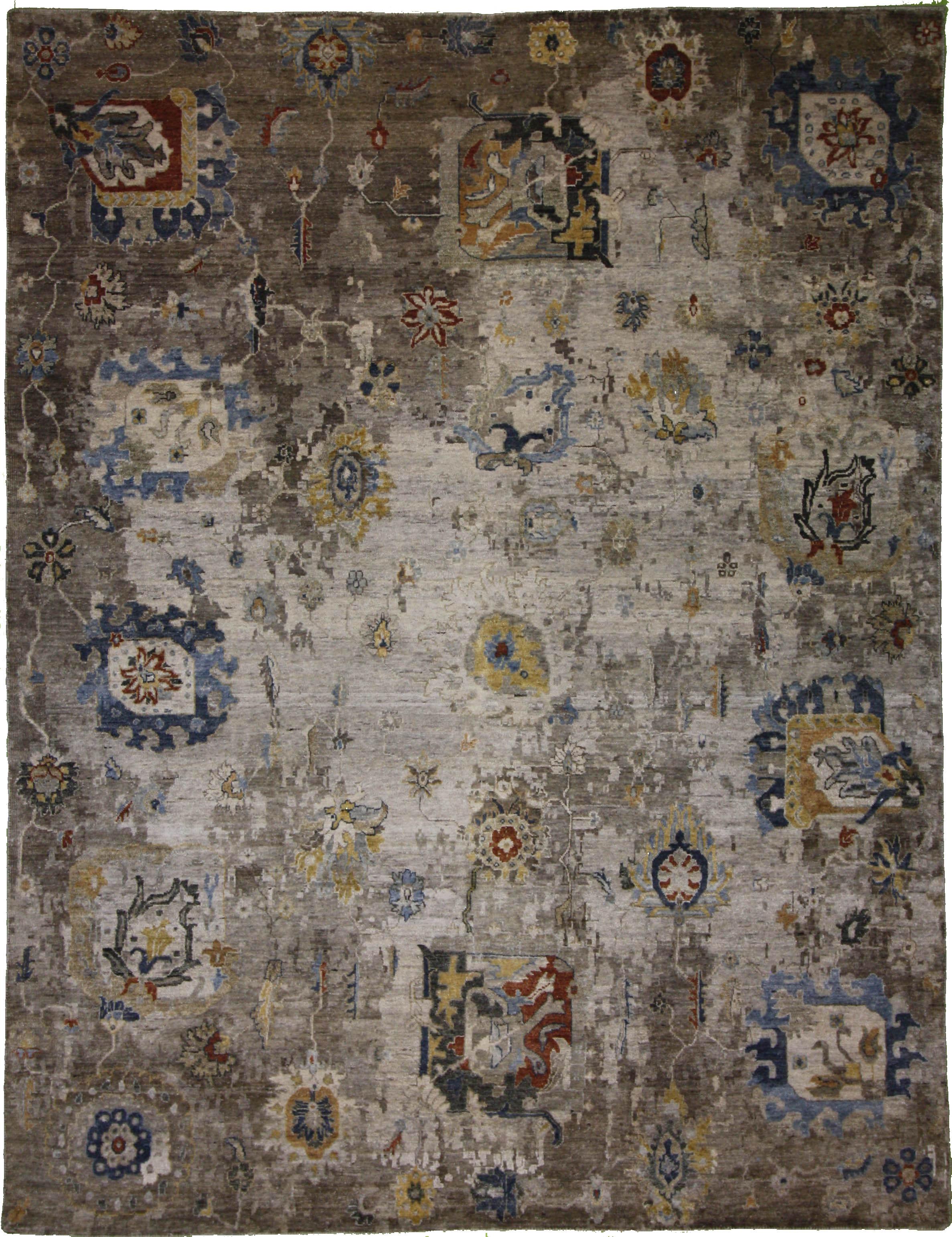 Hand Made WOOL Grey Transitional India Rug 7'7" x 9'11"