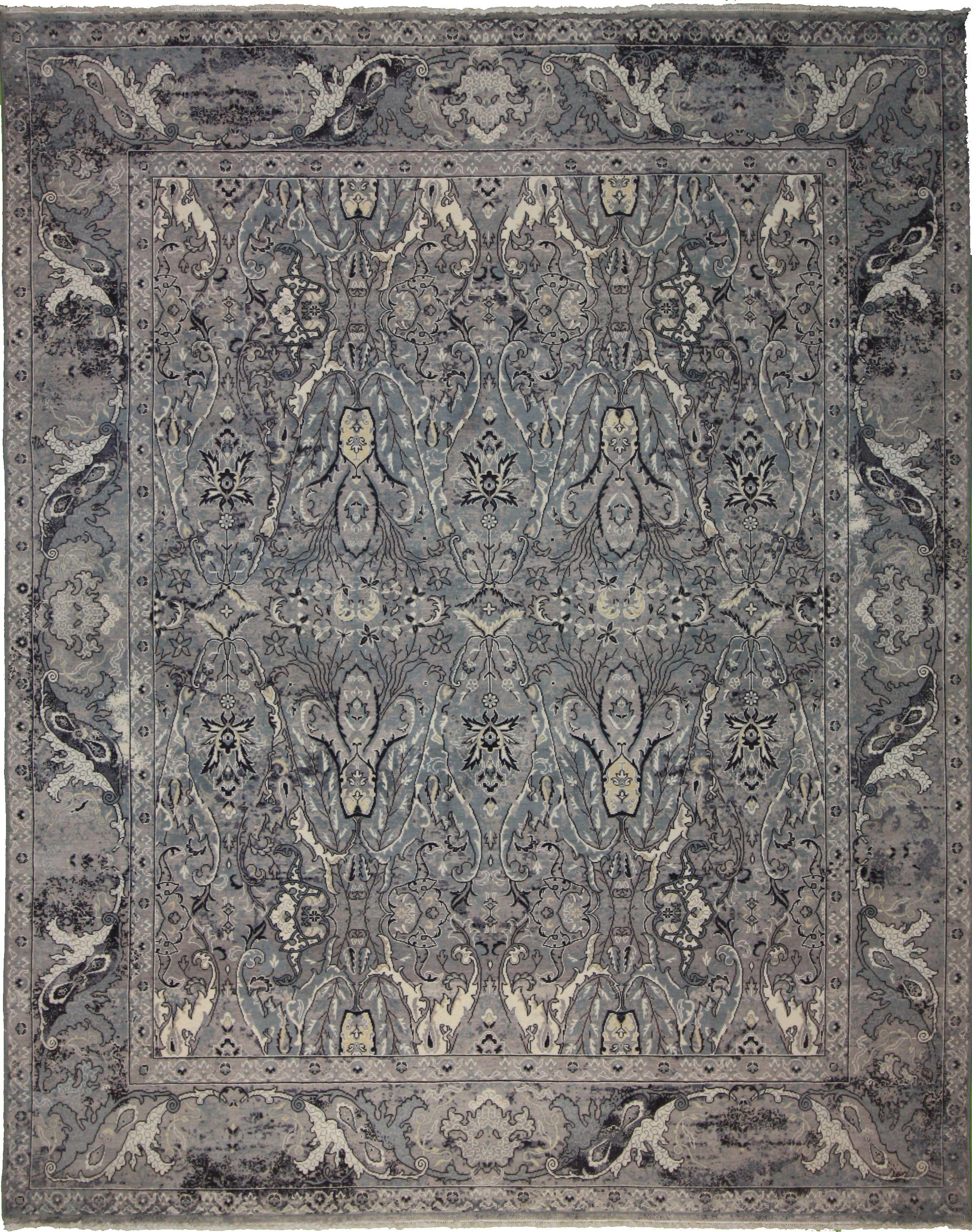 Hand Made WOOL Gray Transitional India Rug 8' x 9'11"