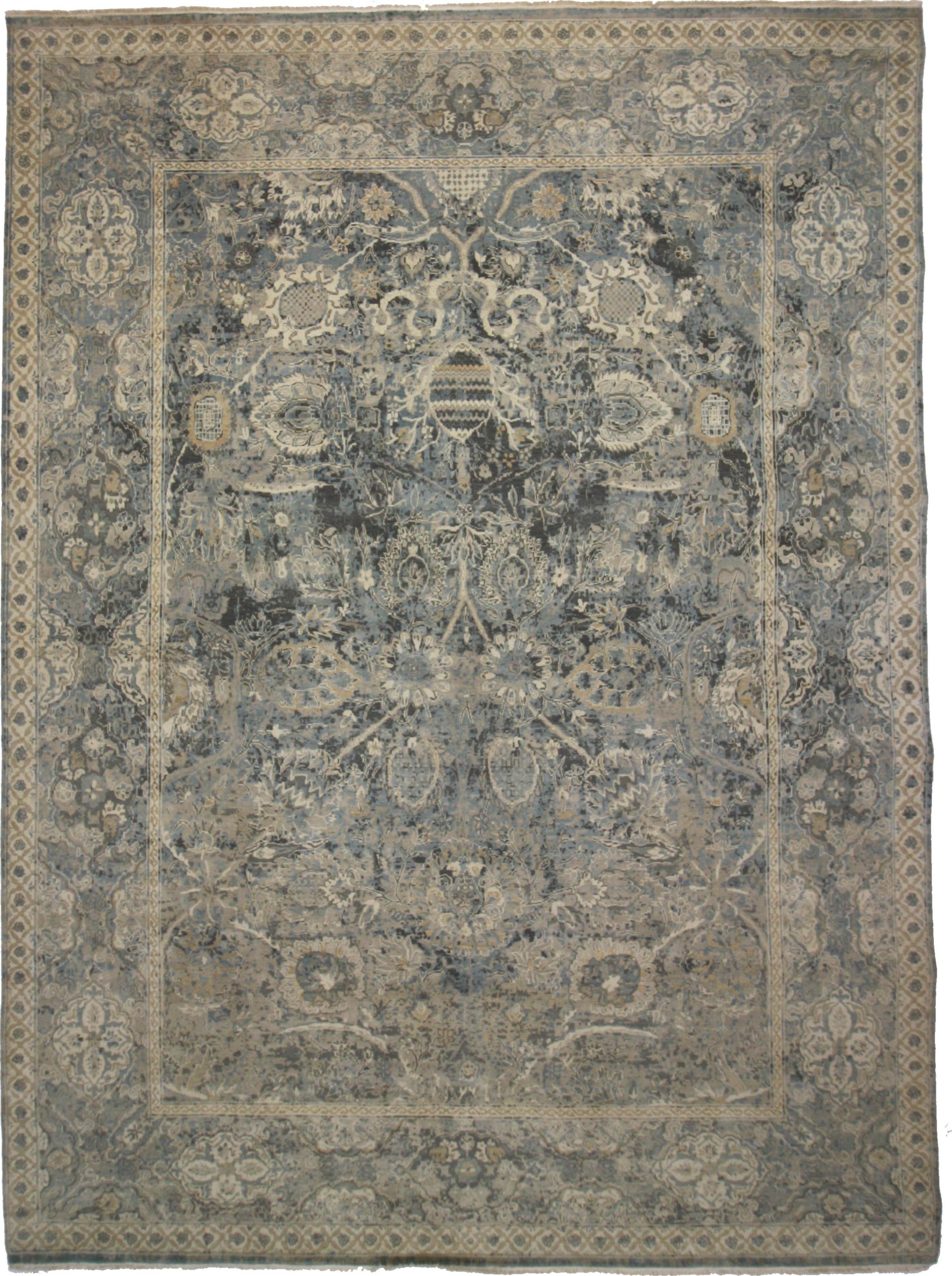 Hand Made WOOL Gray Transitional India Rug 8'11" x 12'