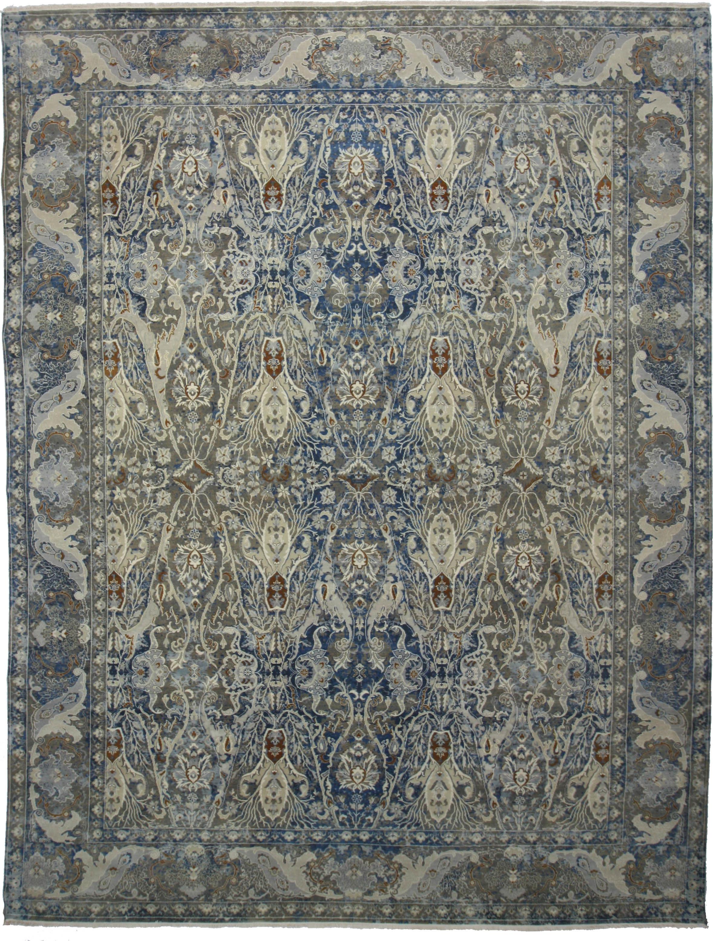 Hand Made WOOL Blue Transitional India Rug 9' x 12'