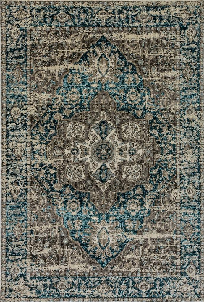 Machine Made POLYPROPILENE GREY/BLUE Transitional Turkey Rug 7'10" x 10'10"