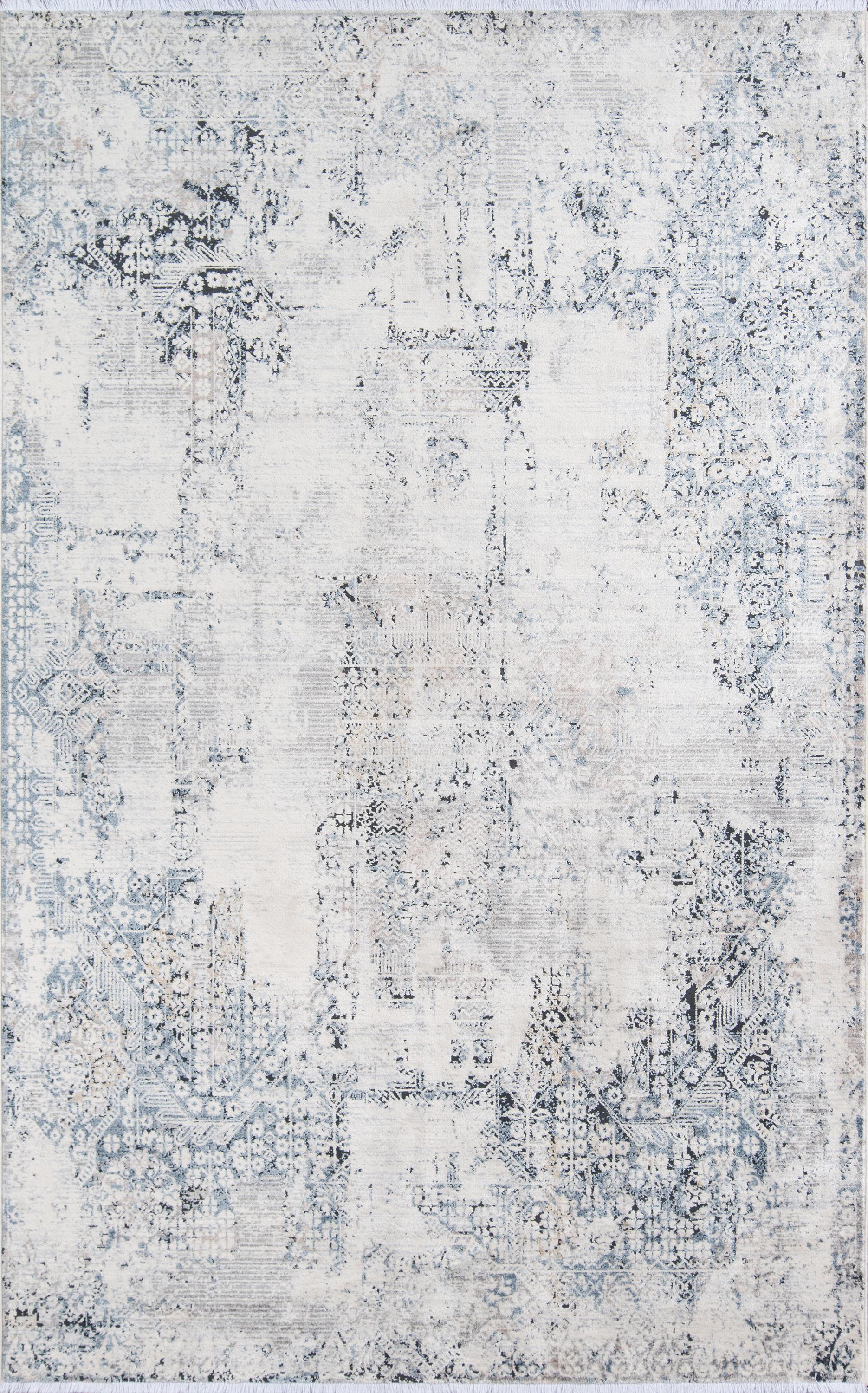 Machine Made Art Silk Blue Transitional Turkey Rug 5' x 8'
