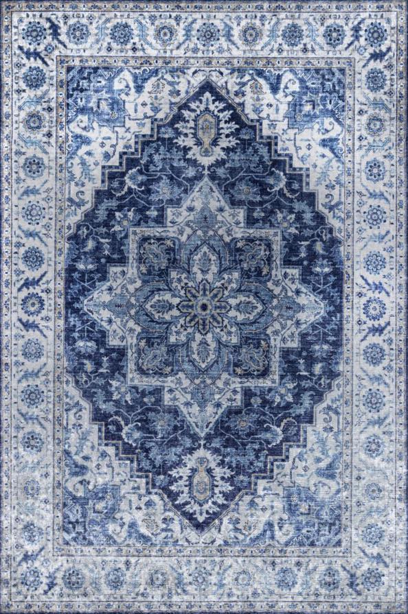 Machine Made Synthetic Blue Transitional China Rug 5' x 8'