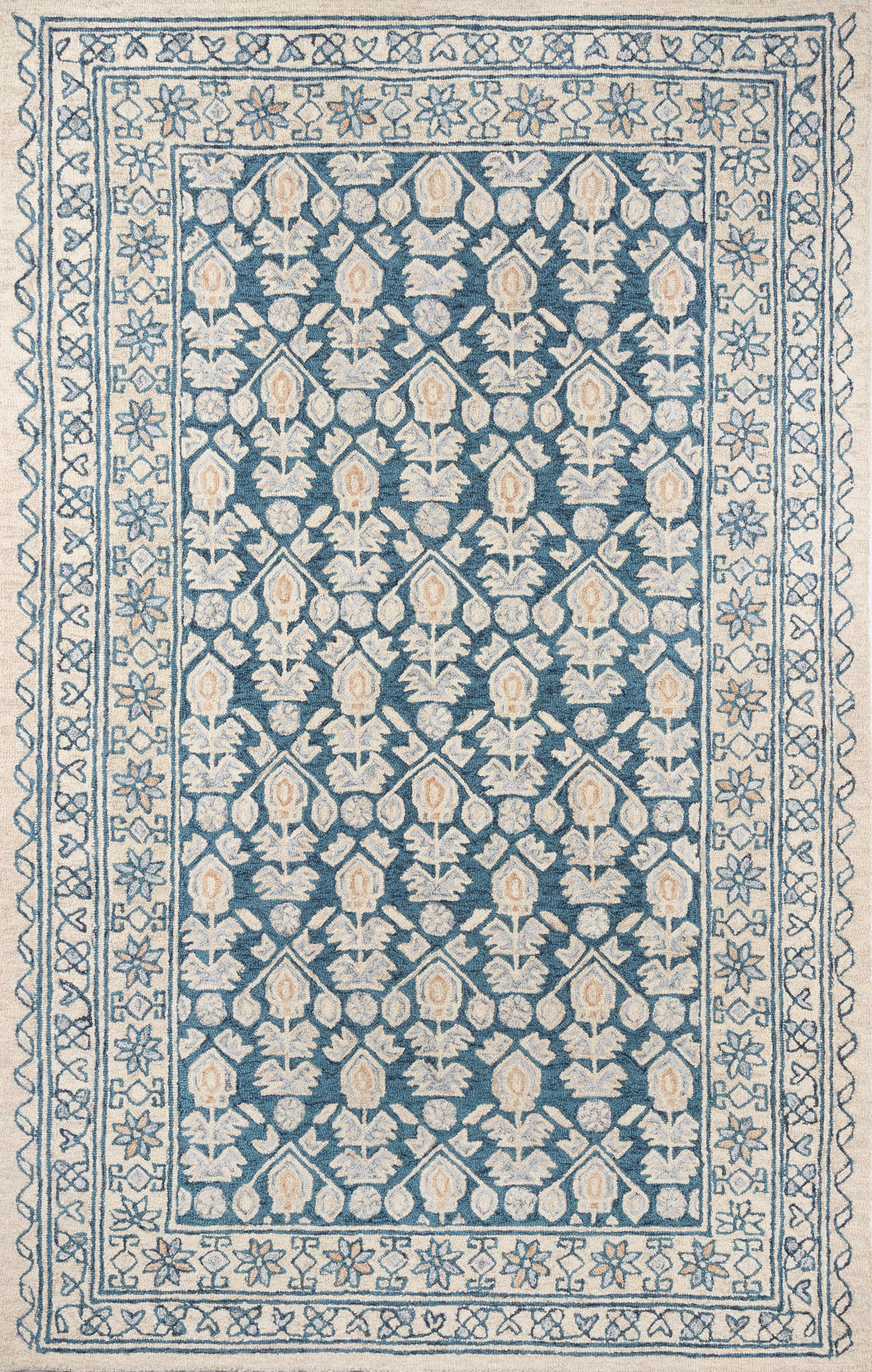 Hand Tufted WOOL Blue Transitional India Rug 5' x 8'