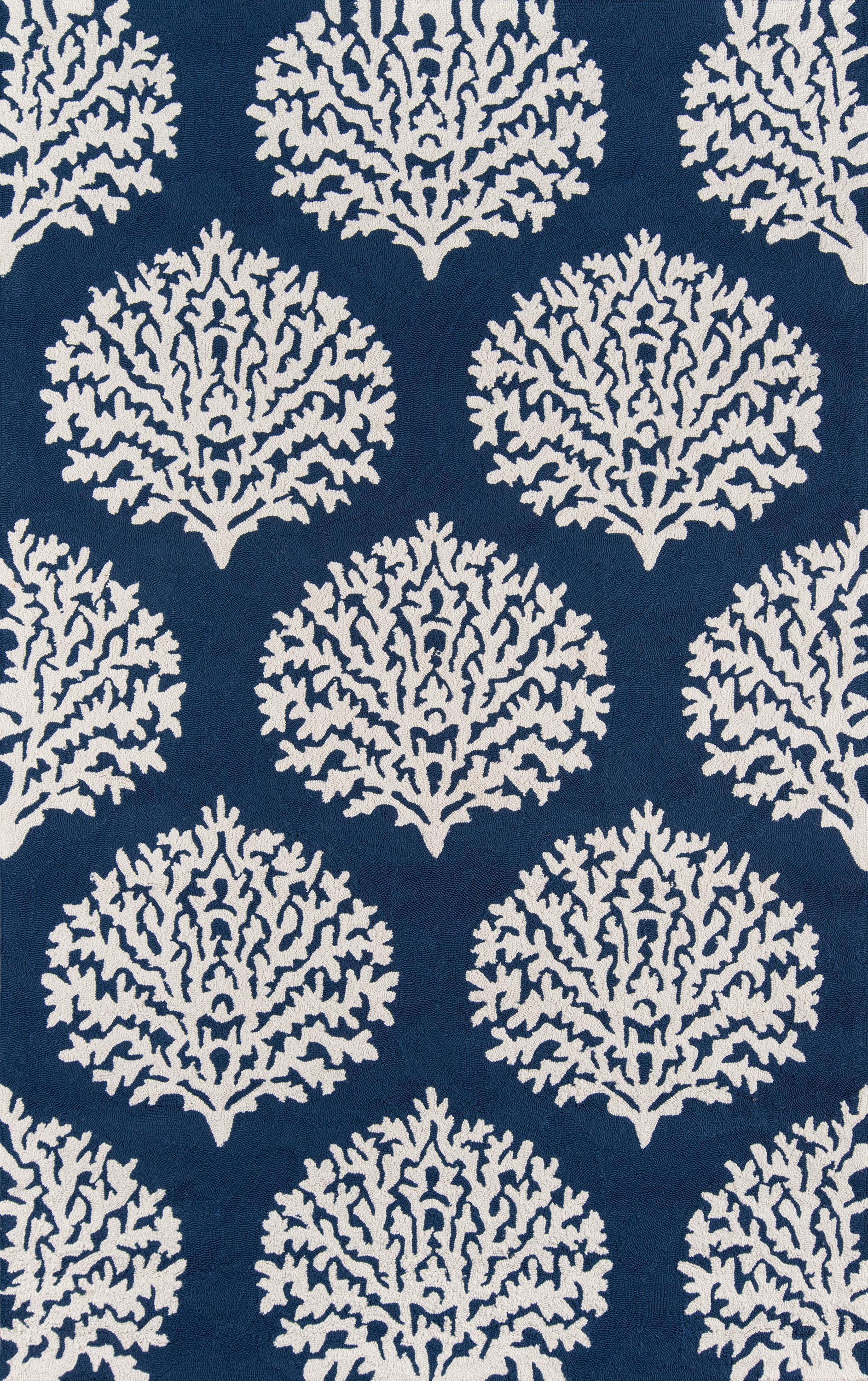Hand Hooked POLYPROPILENE Navy Transitional China Rug 5' x 8'
