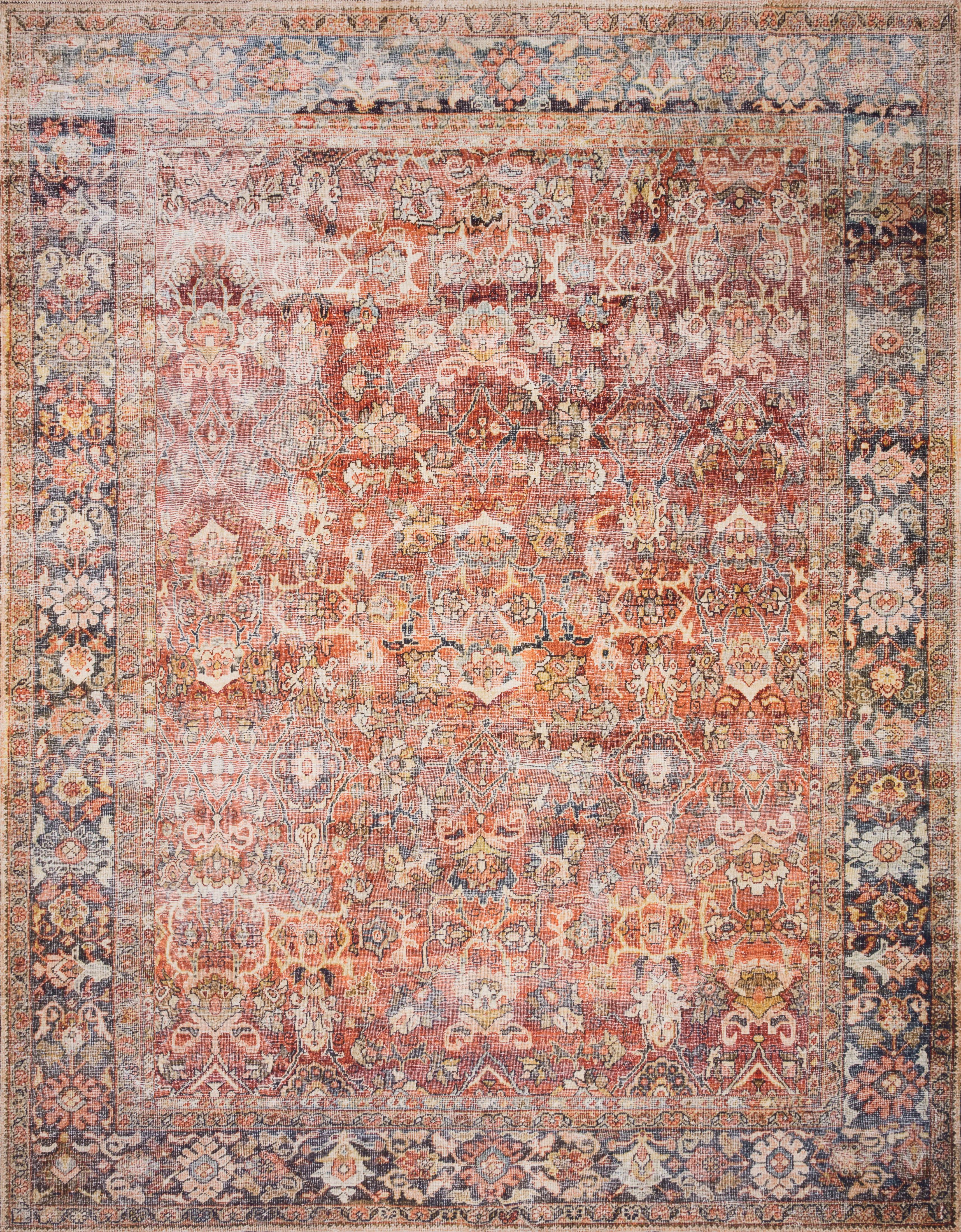 Machine Made Synthetic Orange Transitional China Rug 7'6" x 9'6"