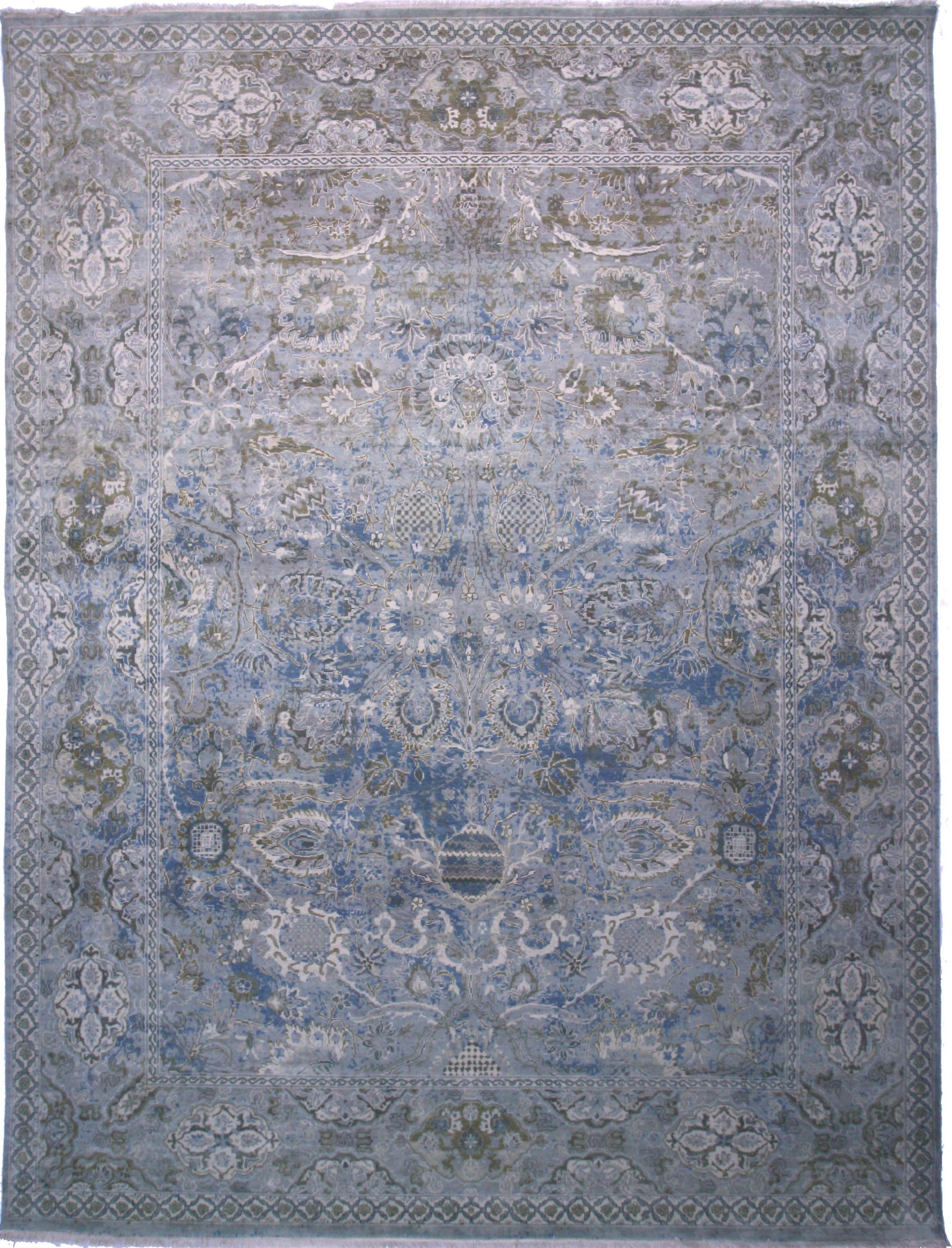 Machine Made WOOL Blue Transitional Turkey Rug 9' x 12'