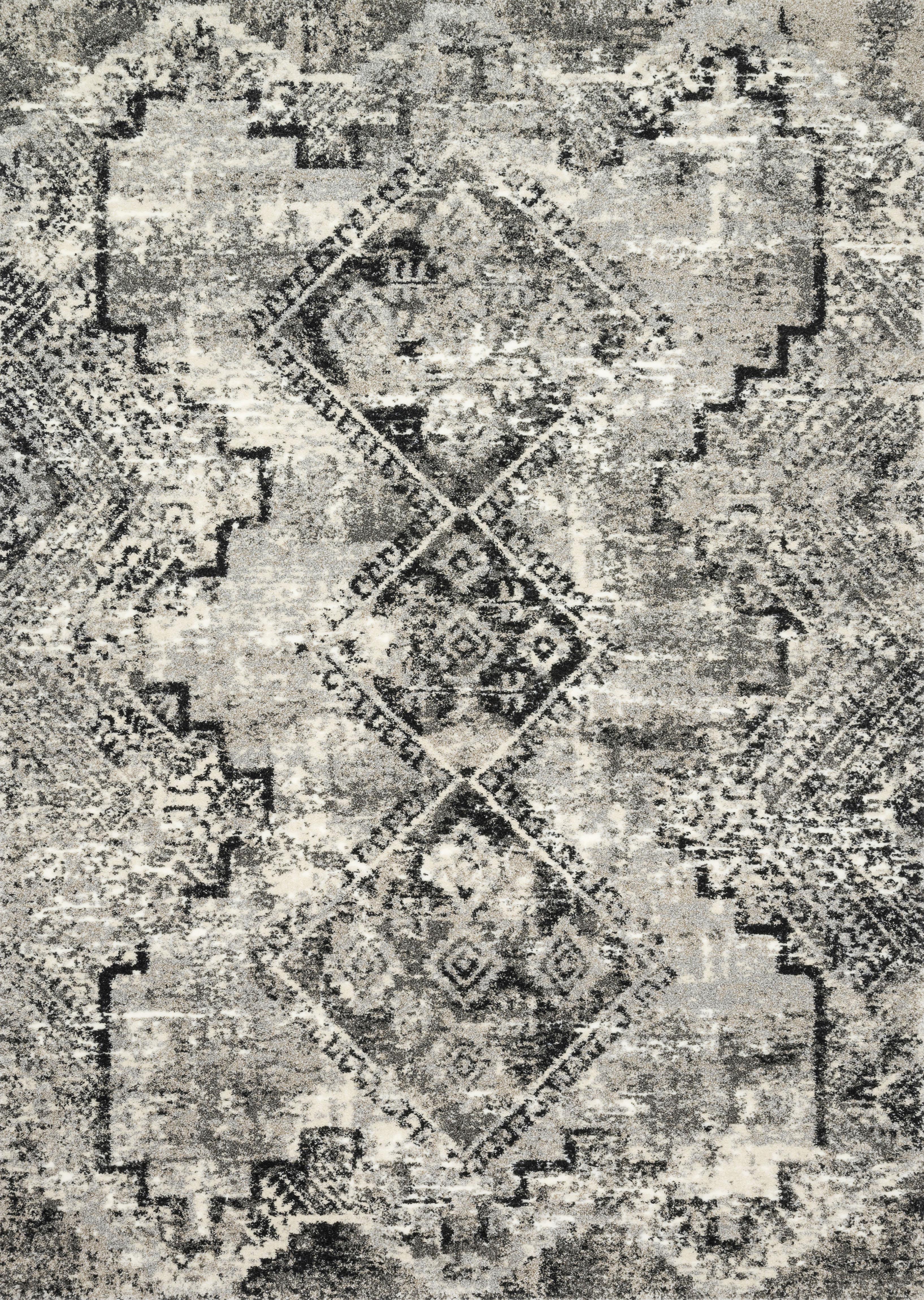 Machine Made POLYPROPILENE GREY / BLACK Transitional Turkey Rug 5'3" x 7'7"