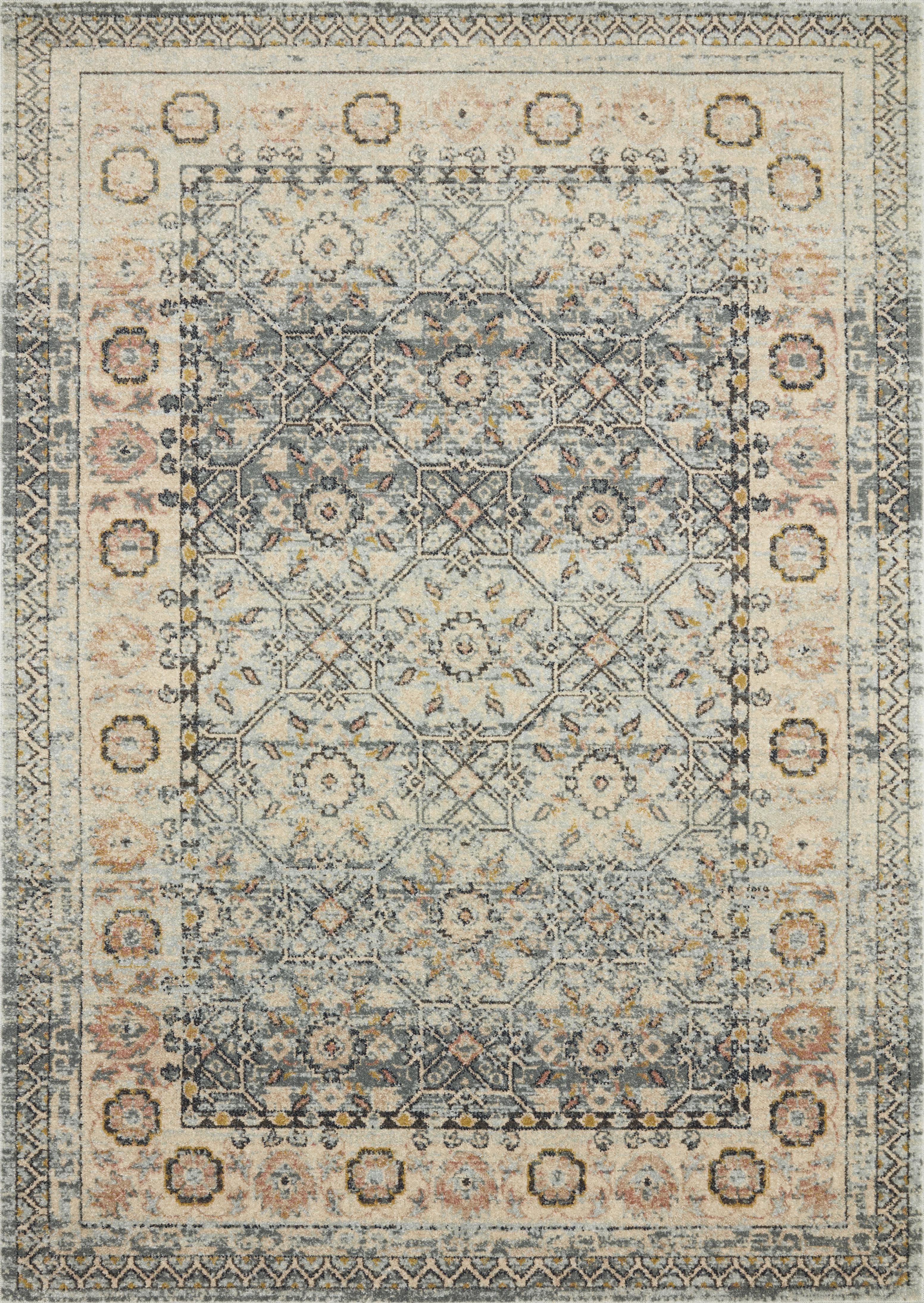 Machine Made POLYPROPILENE Blue Transitional Turkey Rug 7'10" x 10'