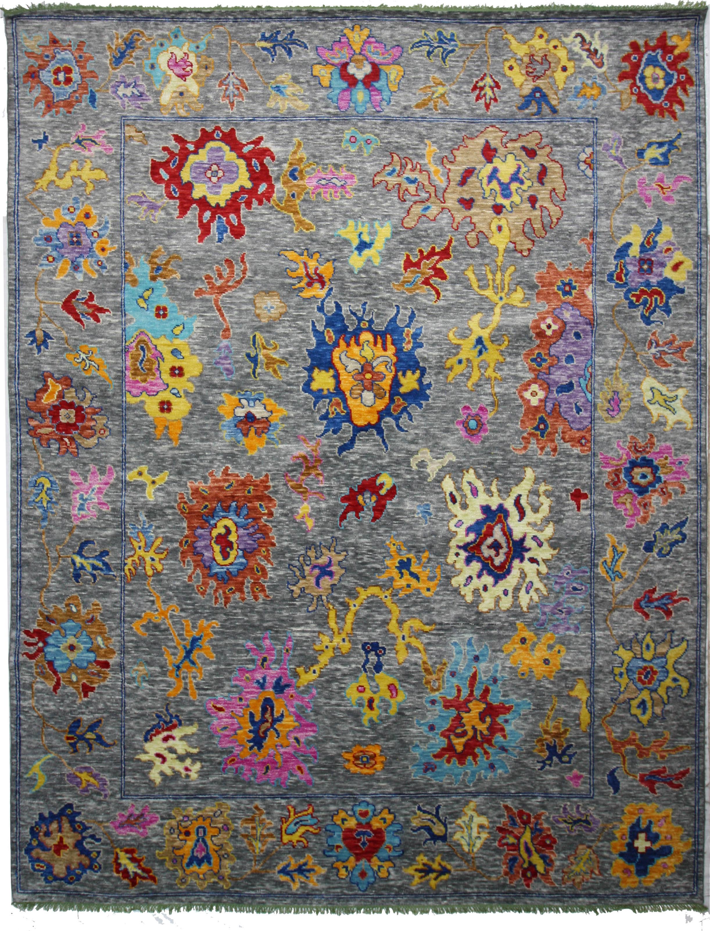 Hand Made WOOL Gray Transitional India Rug 9' x 12'